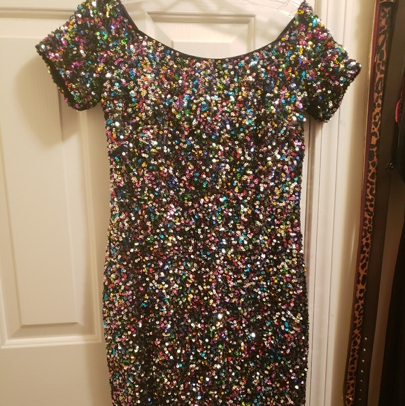 Sparkly Gianna Bini Multicolored Sequin Dress - Picture 1 of 5